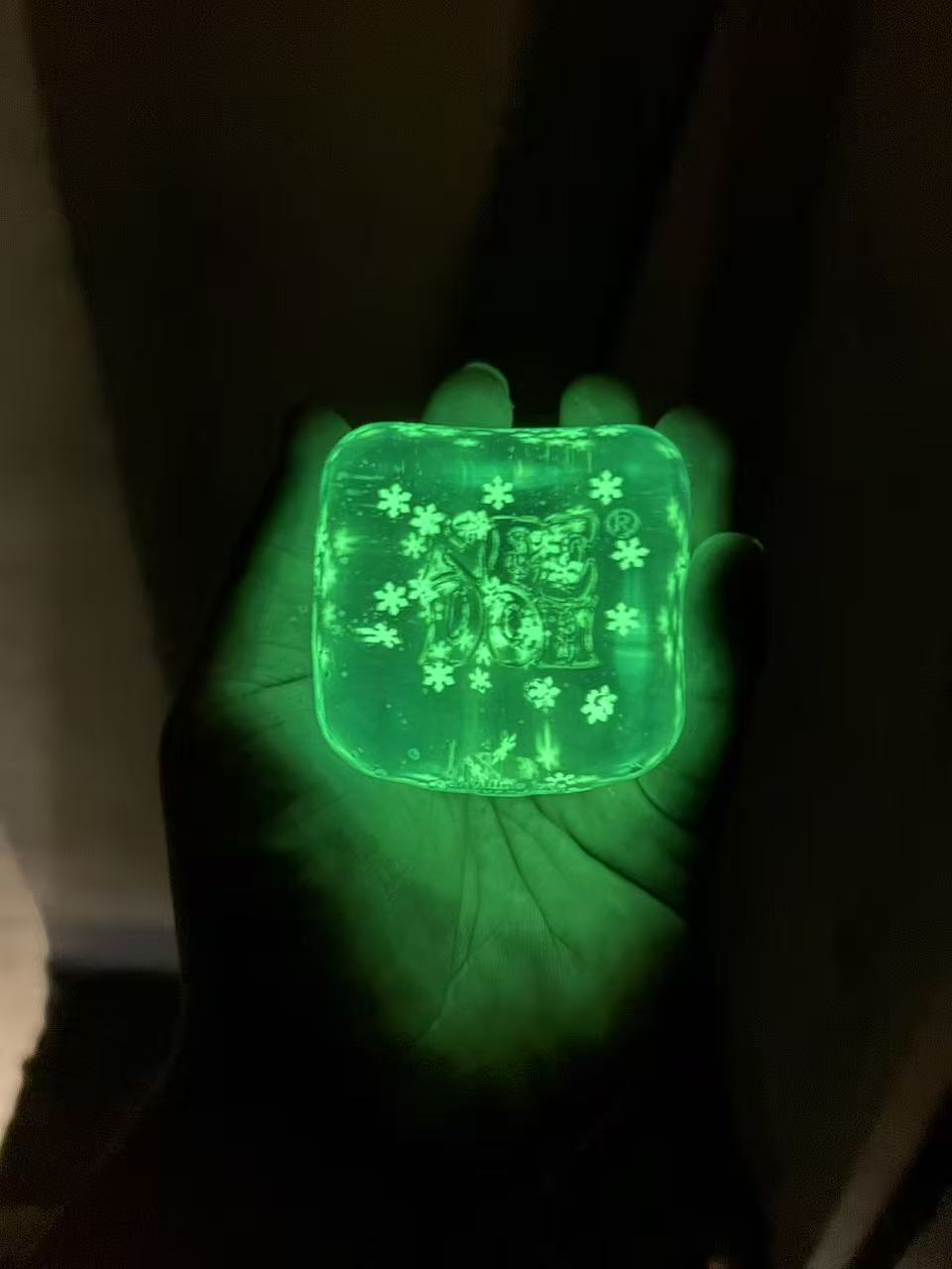 Blue Crystal Ice Cube Mochi Squishy | Needoh Glow in the Dark Snowflake Toy