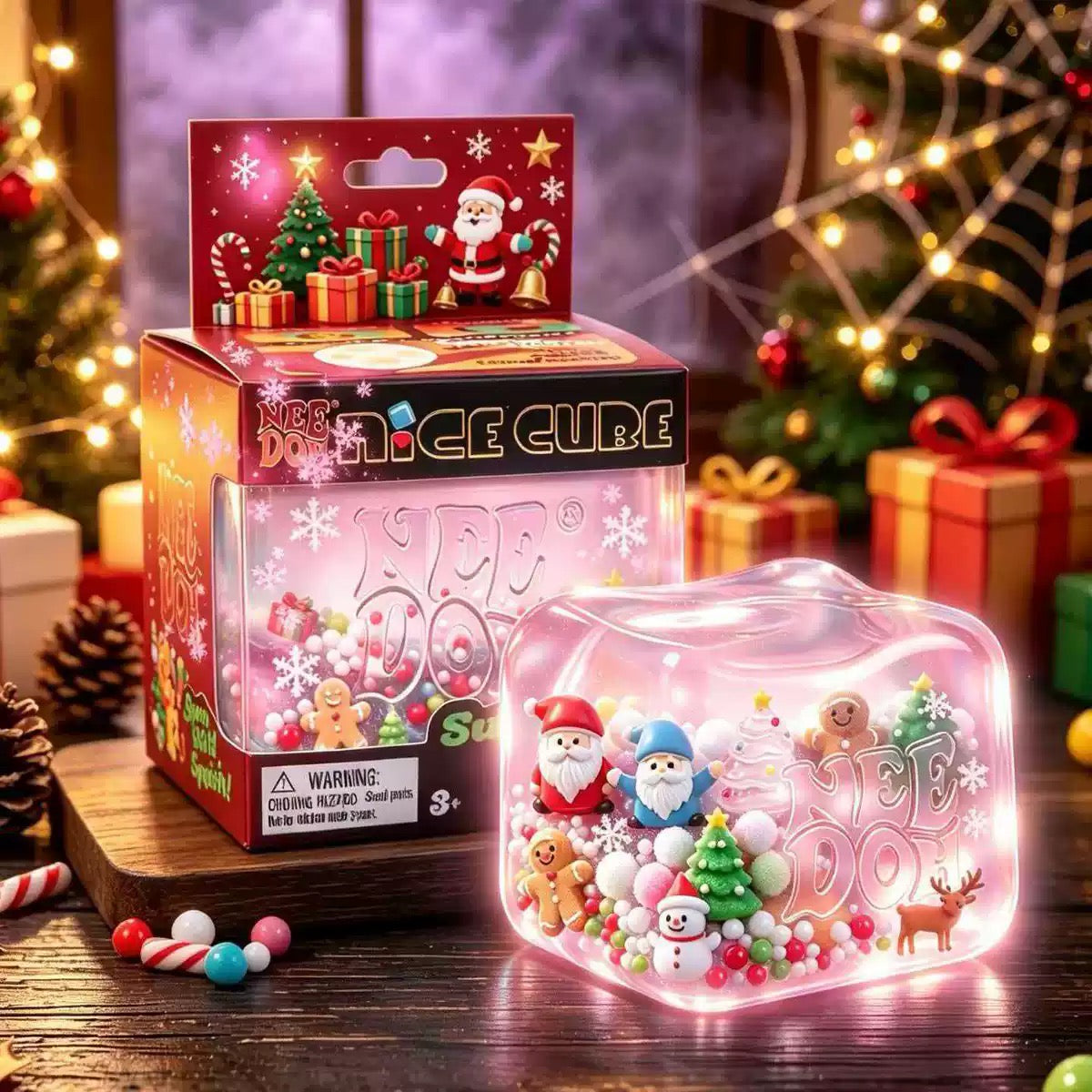 Christmas Nice Cube, NeeDoh Style Squish Fidget Stress Toy