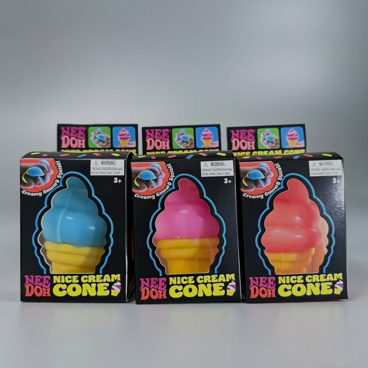Needoh Handmade Ice Cream Stress Toy – Triple-Flavor Soft Serve, Great for Kids & Adults