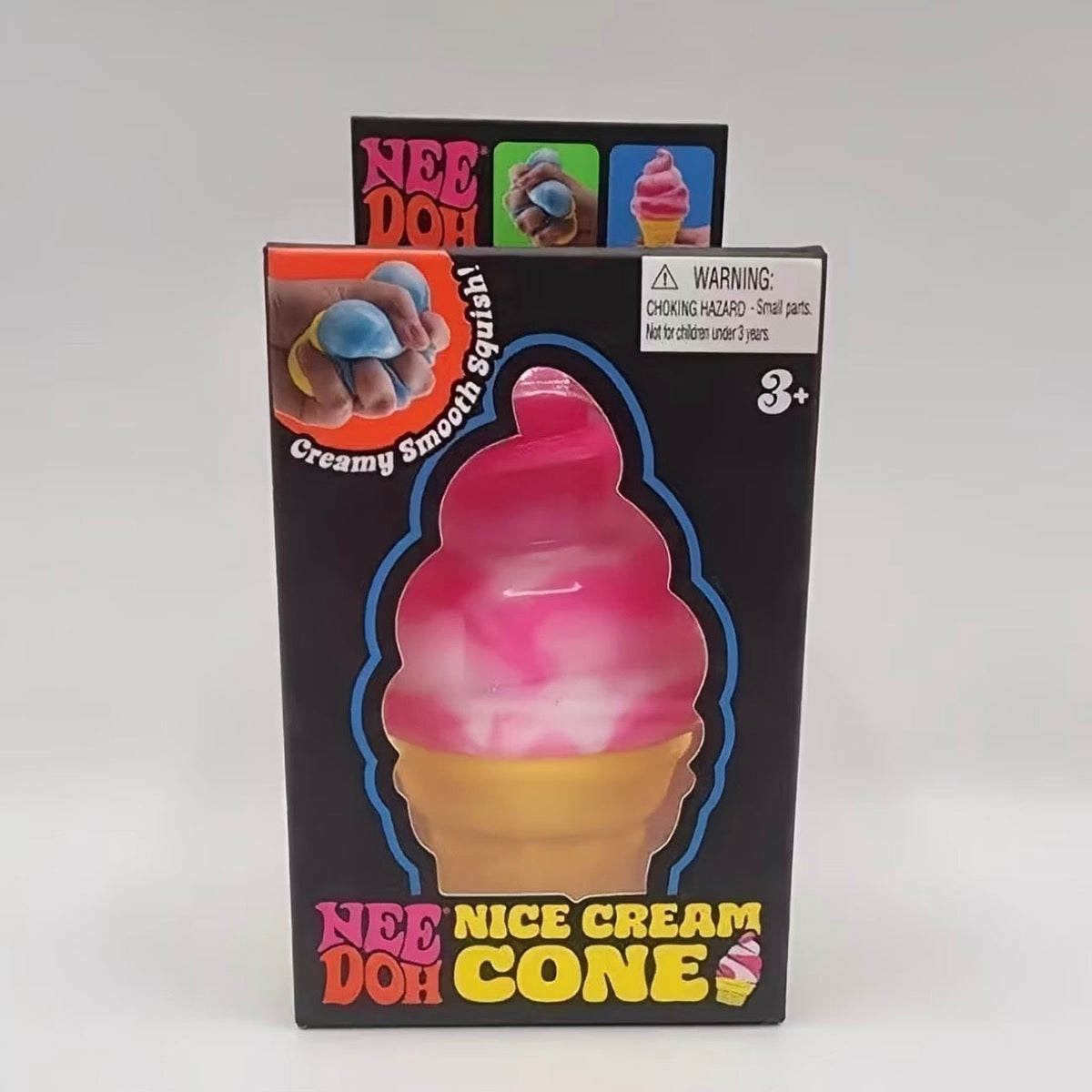 Needoh Handmade Ice Cream Stress Toy – Triple-Flavor Soft Serve, Great for Kids & Adults