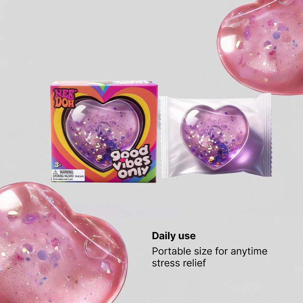 Needoh Heart-Shaped Squeeze Toy: Super Soft, Cute, Compact, and Portable Office Stress-Relief Toy