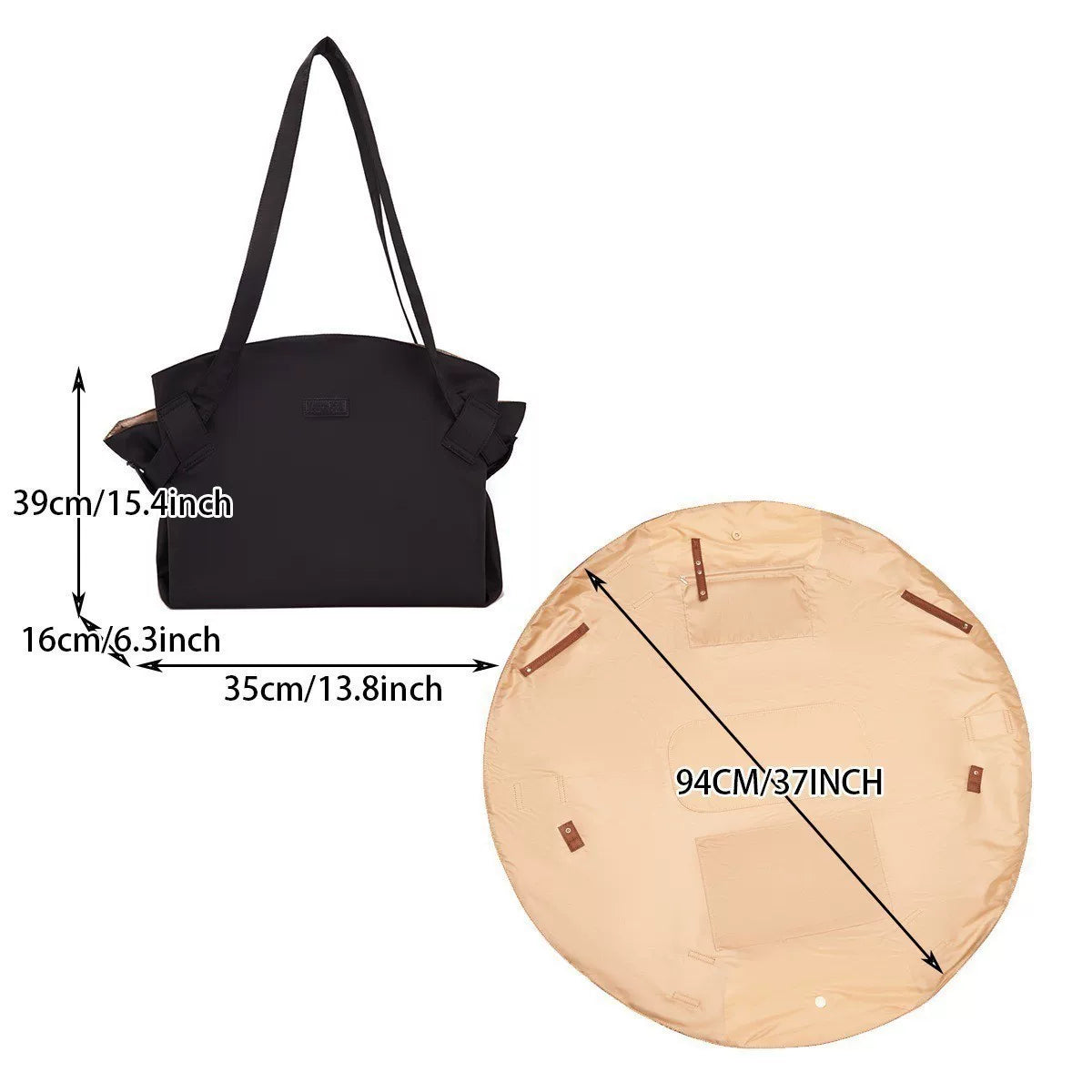 Japanese Foldable Shopping Bag, Large Capacity Eco Tote, Portable Waterproof Sturdy Handbag for Grocery & Storage