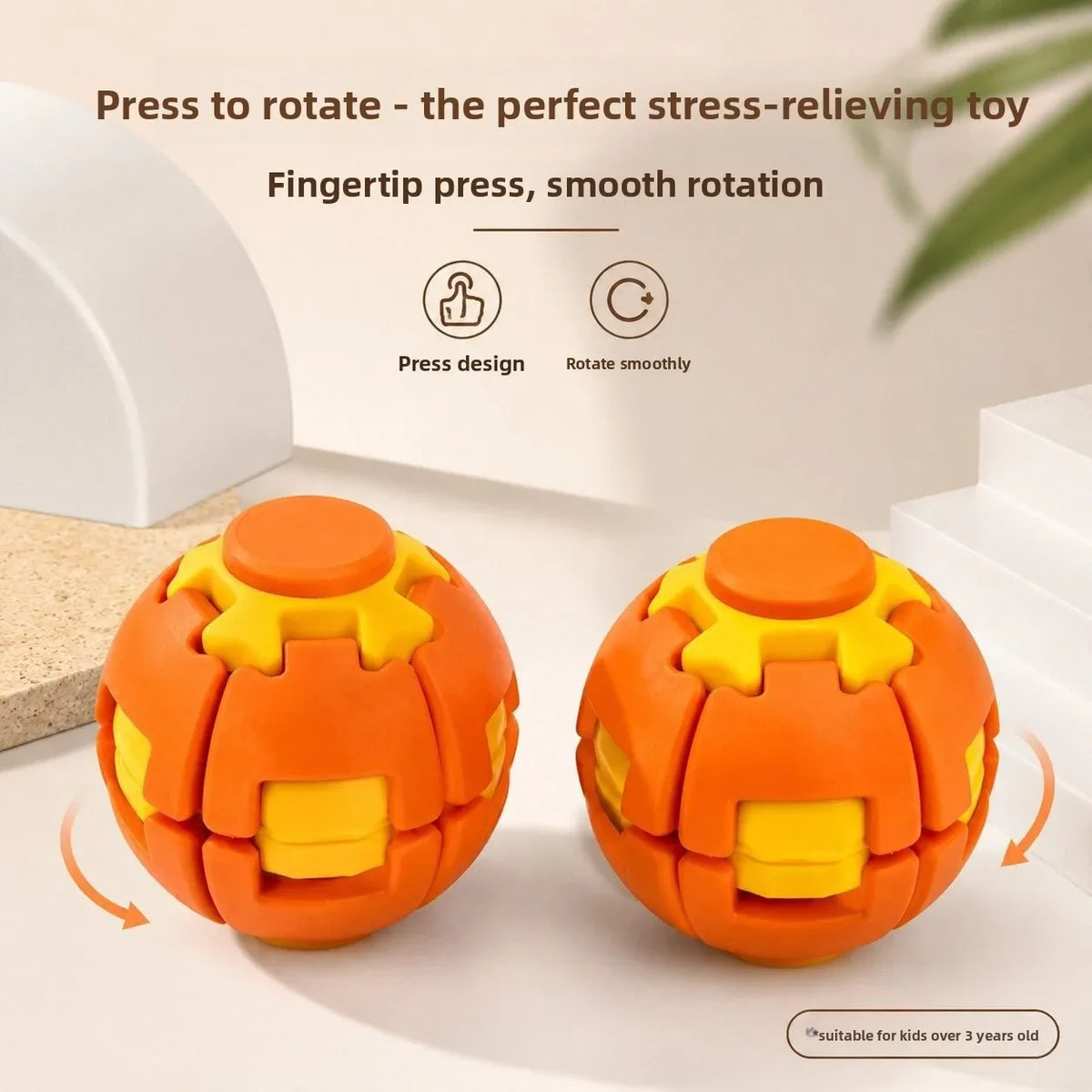 3D Printed Fidget Gear Ball Press Rotation Stress Relief Spiral Fidget Spinner Button Decompression Toy for Adults Kids