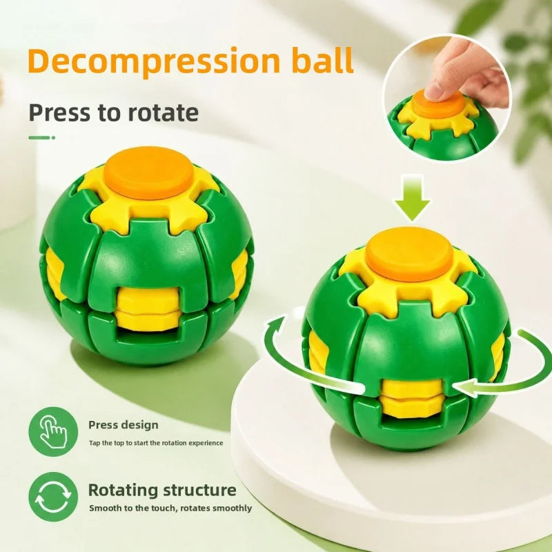 3D Printed Fidget Gear Ball Press Rotation Stress Relief Spiral Fidget Spinner Button Decompression Toy for Adults Kids