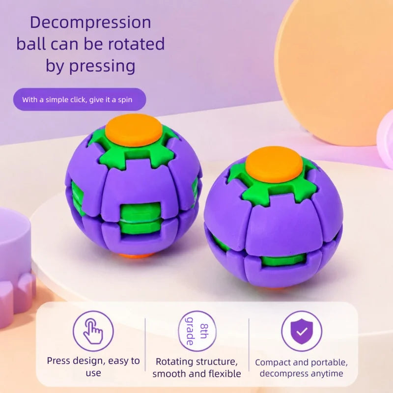 3D Printed Fidget Gear Ball Press Rotation Stress Relief Spiral Fidget Spinner Button Decompression Toy for Adults Kids