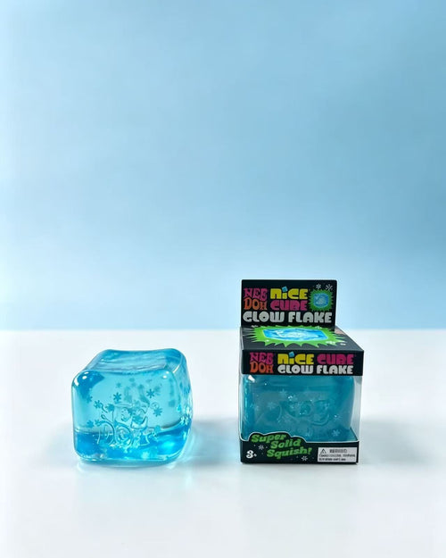 Blue Crystal Ice Cube Mochi Squishy | Needoh Glow in the Dark Snowflake Toy